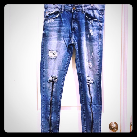 jeans with zippers on legs men's